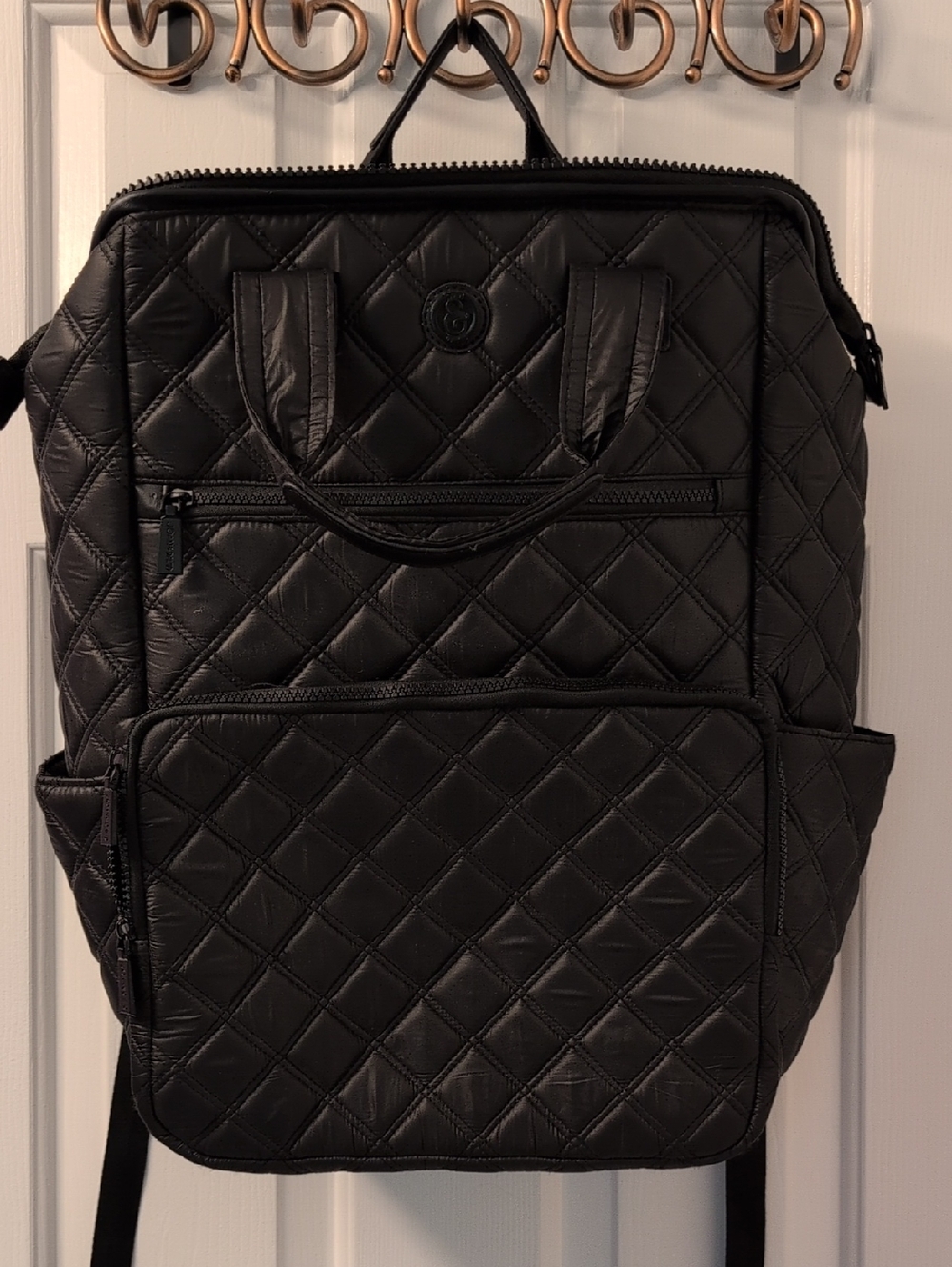 Quilted Black Unisex Backpack